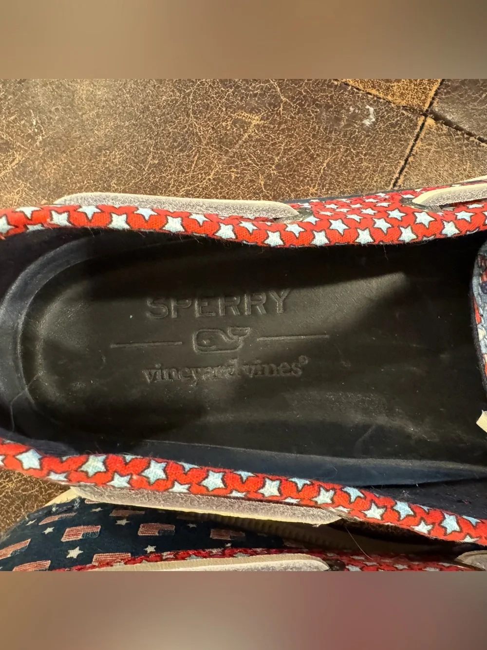 NWOT Sperry x Vineyard Vines Men’s Star & Flag Pattern Boat Shoes Size 10